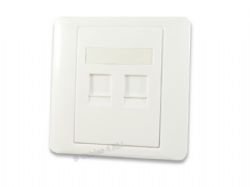 White Twin CAT5e RJ45 Network Cable Wall Plate